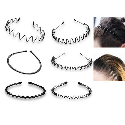 6Pcs Unisex Metal Headbands Spring Wave Headband Non Slip Elastic Headband Hair Band Hair