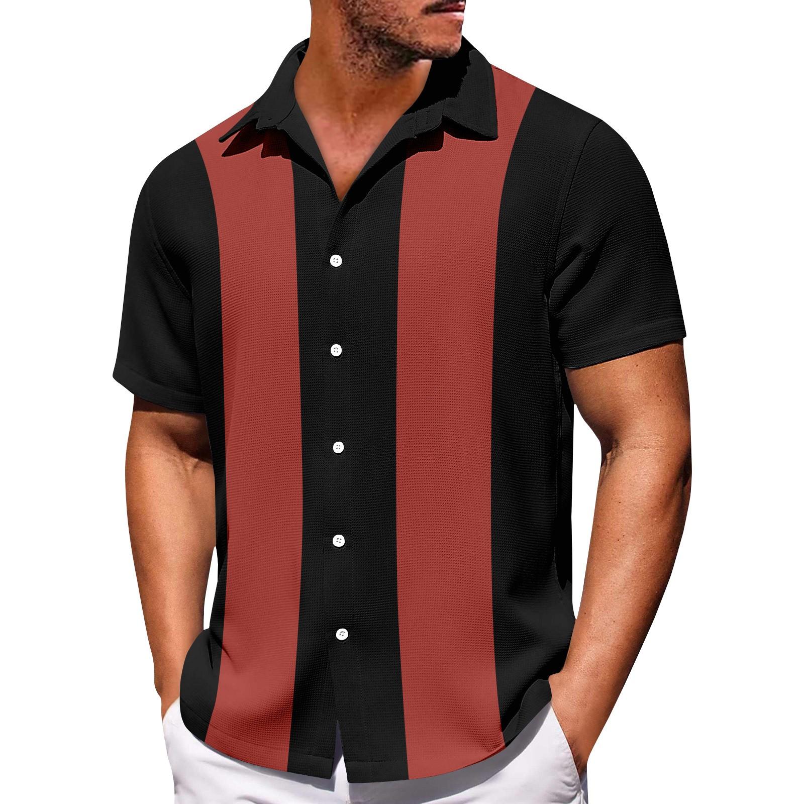 

Чоловічі гавайські сорочки з короткими рукавами з принтом на ґудзиках Чоловічі повсякденні модні сорочки з короткими рукавами XXXXXXXL червоний