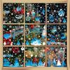 Weihnachtsfensteraufkleber Blauer Elch Statische Aufkleber Schneemann Schneeflocke Wandaufkleber Abziehbilder Frohe Weihnachten Feiertagsparty Aufkleber