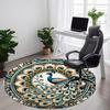 1pc Peacock Mandala Office Round Area Rug,  Mat Suitable For Office, Under Office Chairs Bedroom Living Room Home Decor, Room Deco