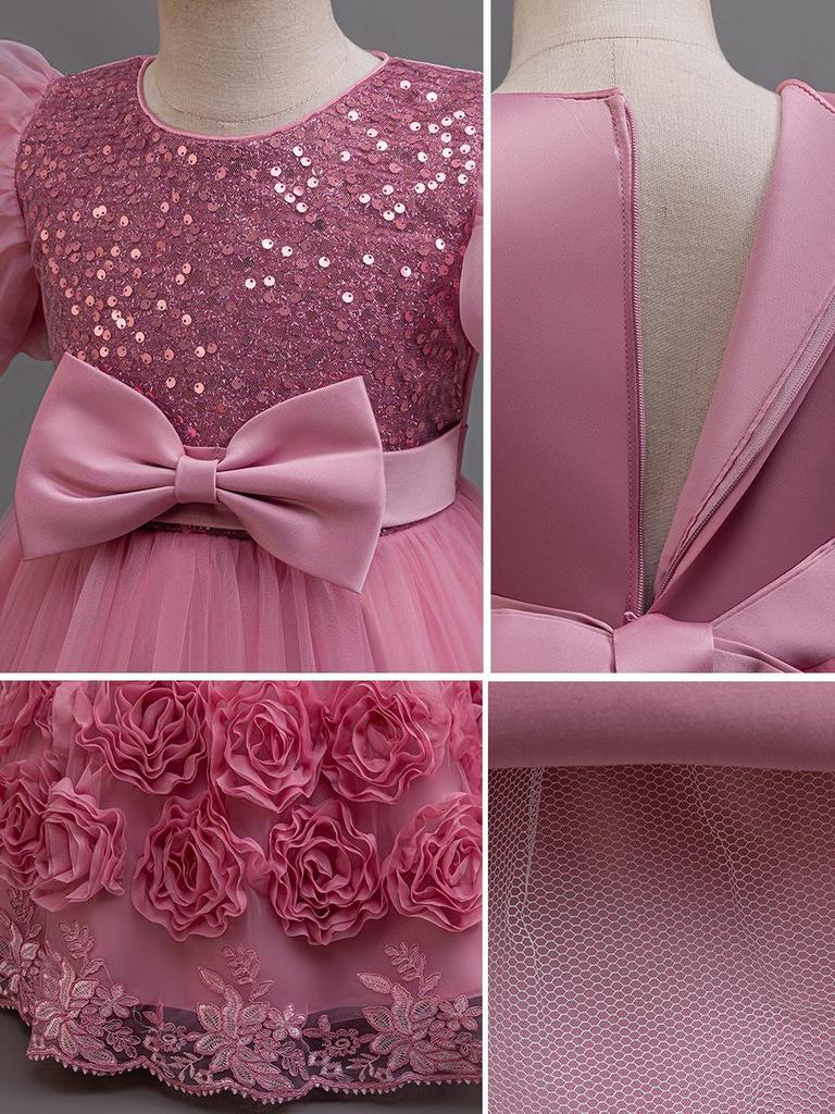 European and American Sequin Princess Evening Dress for Girls
