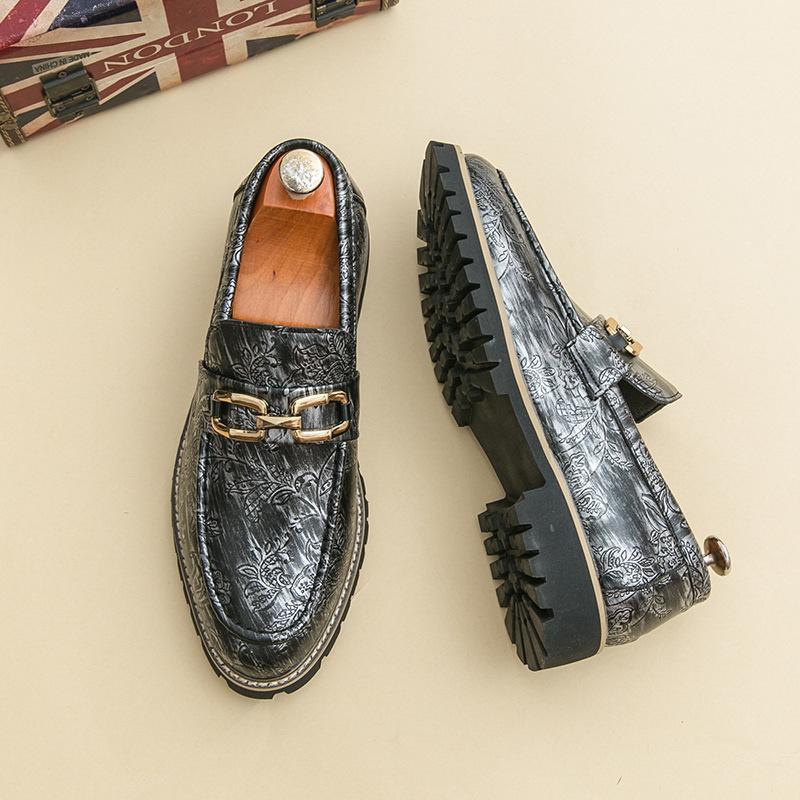 

Лоферы Маленькая кожаная обувь Мужская Нарядная Деловая Повседневная обувь Платформа Британские Кроссовки на одной педали Мужская обувь 46