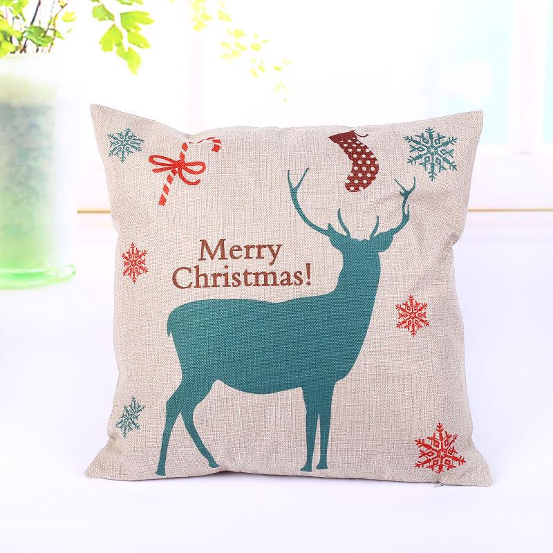 Cross-border New Christmas Cartoon Linen Throw Pillow Sofa Cushion Cover 45*45cm