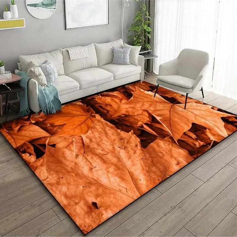 

Autumn Leaves Pattern Area Rug for Living Room Bedroom Bedside Non-Slip Floor Mat Nature-Inspired Home Decor 80x120cm