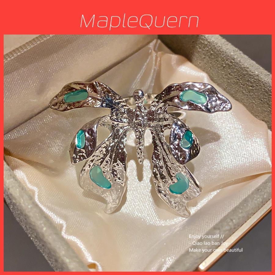 Butterfly Alloy Ring With Oil Drop Design For Women Fashion Accessories