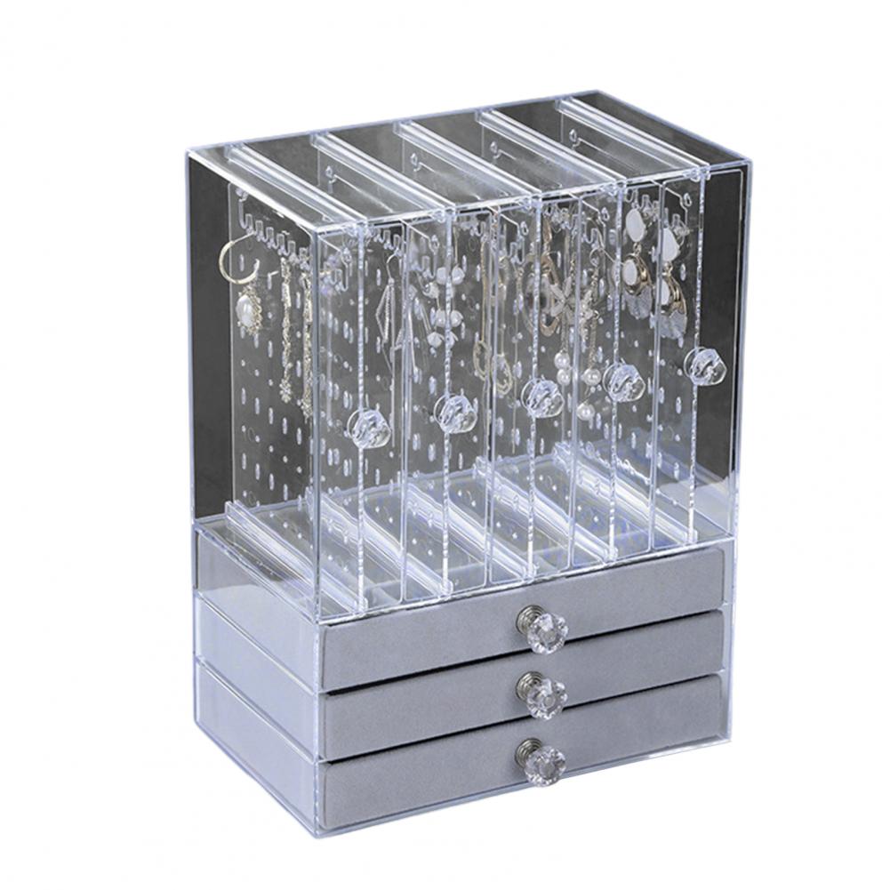 Jewelry Storage Rack Transparent Large Capacity Dustproof Vertical Earrings Display Stand Jewelry Storage Clear Drawer Box Case