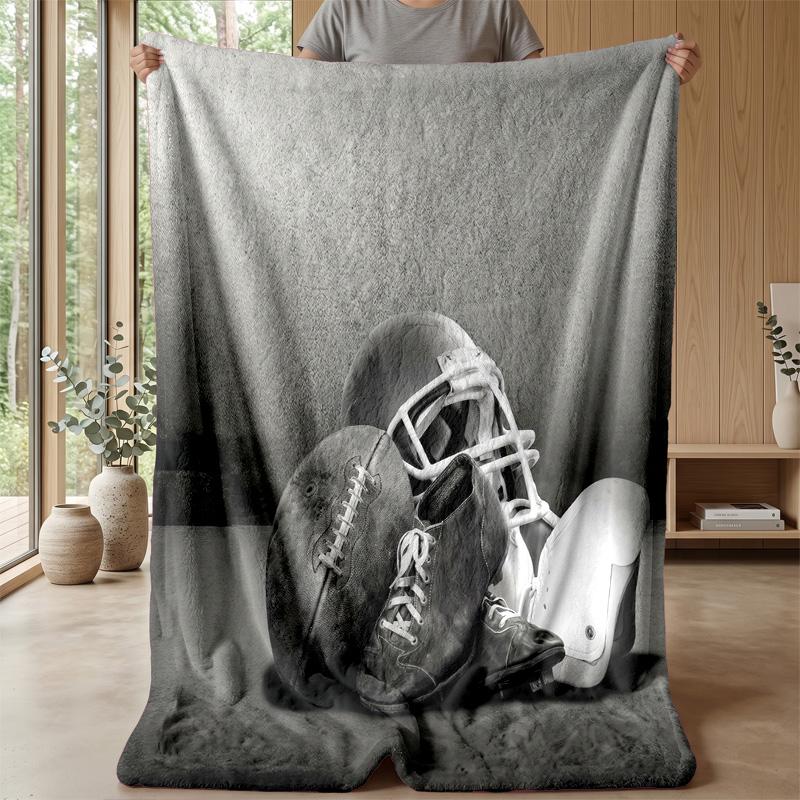 Vibrant Football Artwork Theme blanket Lightweight Warm Flannel Blanket Decorative Throw Blanket for Home Decoration