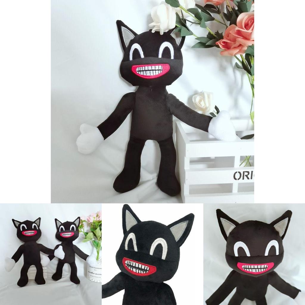 Adorable Black Cartoon Cat Plush Toy Stuffed Doll Perfect For Halloween Decorations