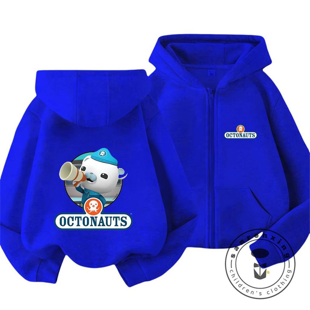 2026 Kawaii Octonauts Full Zip Hoodie Children 3-14 Years Captain Barnacle Print Hooded Jacket Outdoor Warm