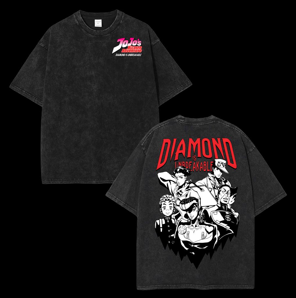 JoJo's Bizarre Adventure Graphic T-shirt Women Men Vintage Anime Washed Oversized Streetwear Manga Tee High Quality Short Sleeve Female Male Clothing