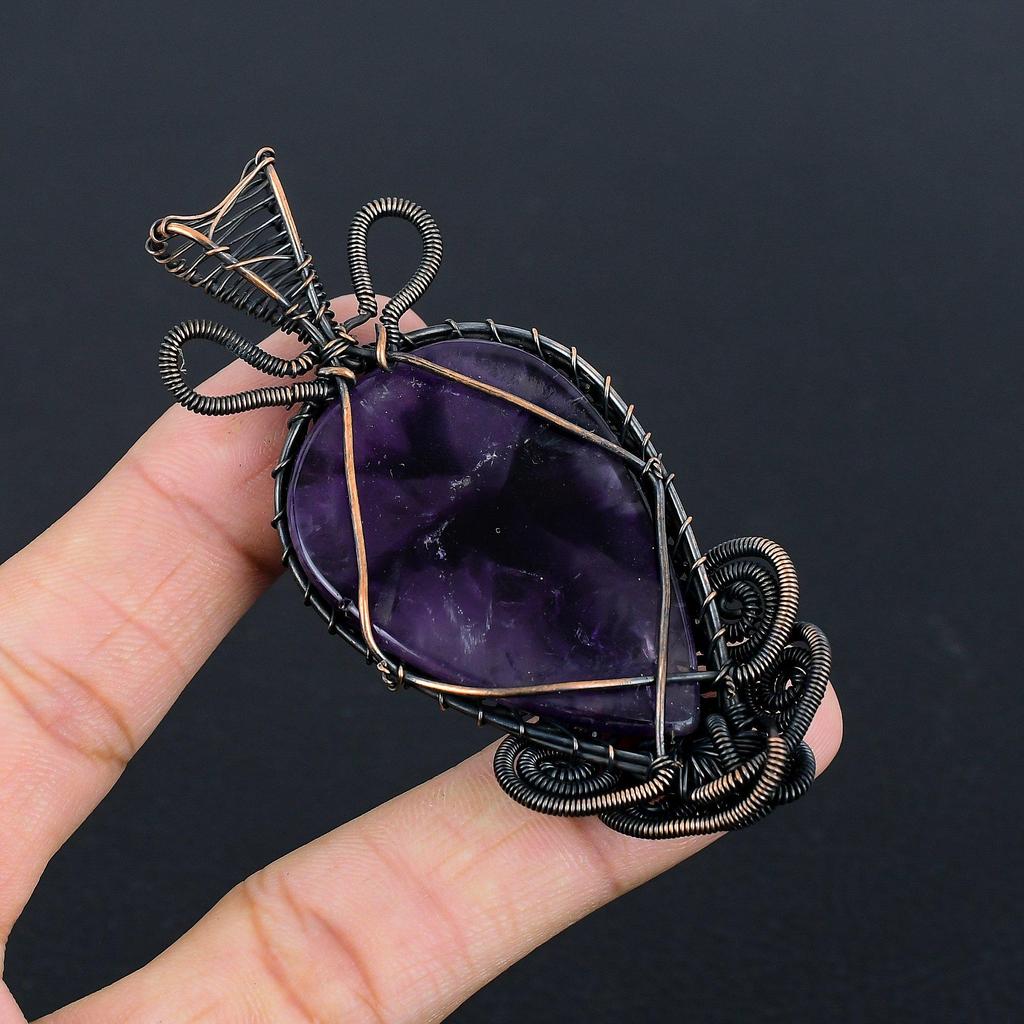 Tree Of Life Amethyst Pendant Gemstone Jewelry, 999 Copper Wire Wrapped  Pendant, Gift For Women Handmade Pendant