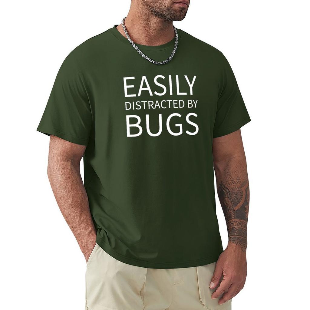 Easily Distracted By Bugs Insect Lover Entomology T-Shirt Blouse Anime T Shirts T-Shirts For Men Cotton