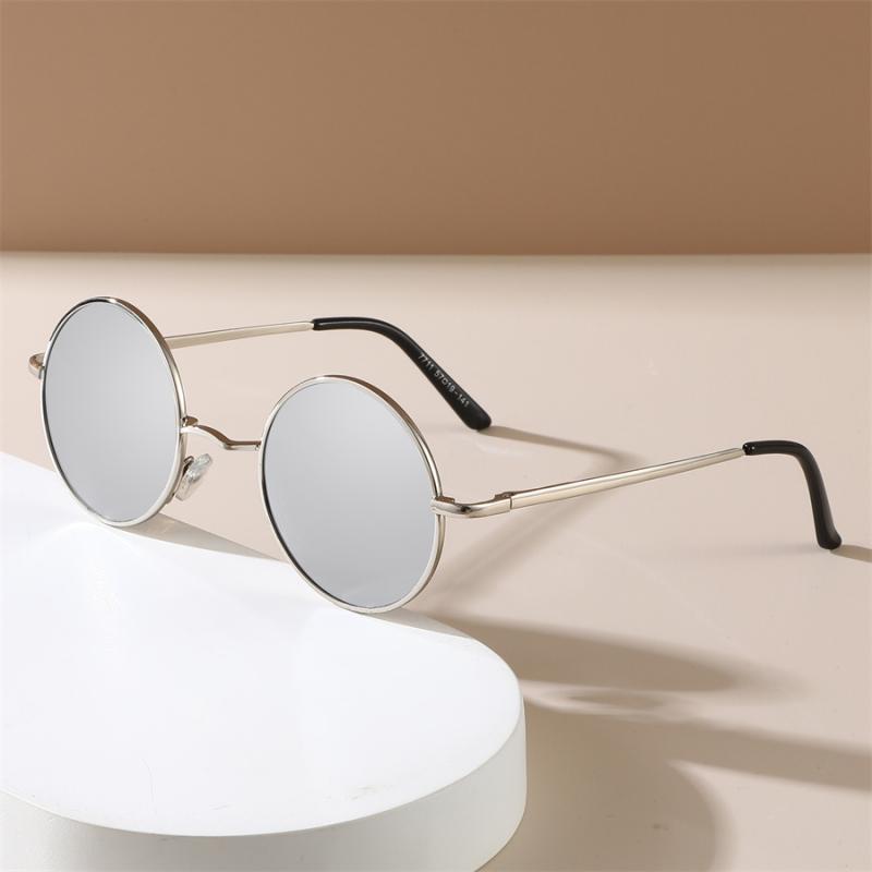 Fashion Retro Round Hippie Sunglasses for Women Men Trendy Punk Disco Party Glasses Circle Metal UV Protection Sunglasses