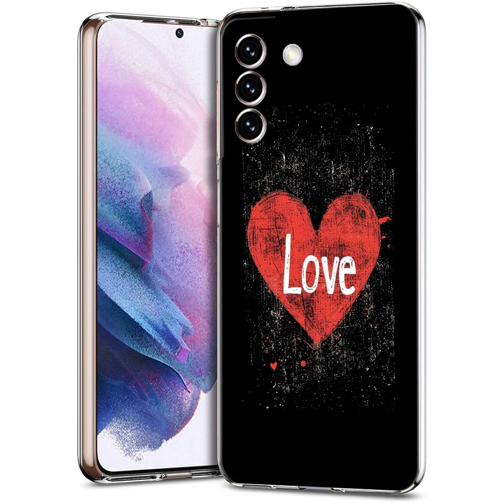 Phone Case For Samsung Galaxy S24 Ultra S23 FE S22 S20 S21 5G S10 S9 Plus S10E S8 Clear I Love you Pink Heart Cover