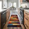 Lebhafter Patchwork-Läuferteppich mit Würfelmuster, Regenbogen-Farbblockmuster in gesättigten Tönen, Verspielte Bodenmatte für modernen Flur