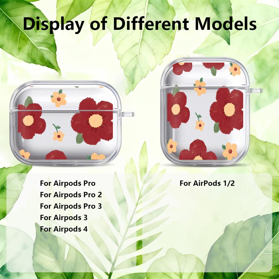 Clear Earphone Cases Cover Case For Airpods 4 Pro3 2 3 Pro 1 Pro2 Cartoon Flower
