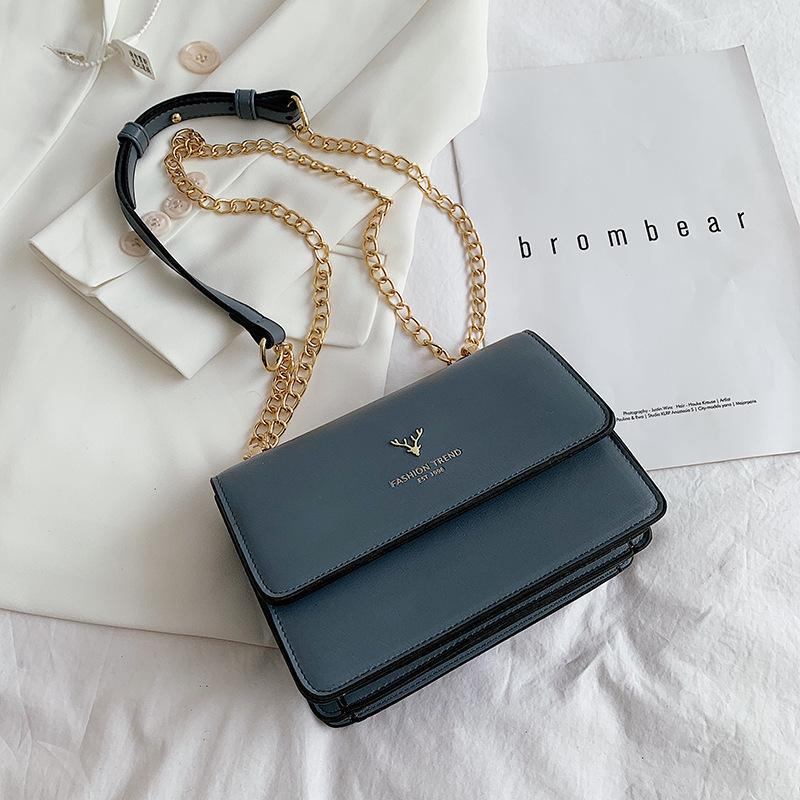 2026 Women's Korean Fashion Shoulder & Messenger Bag with Chain - Simple Design, Small Square Style