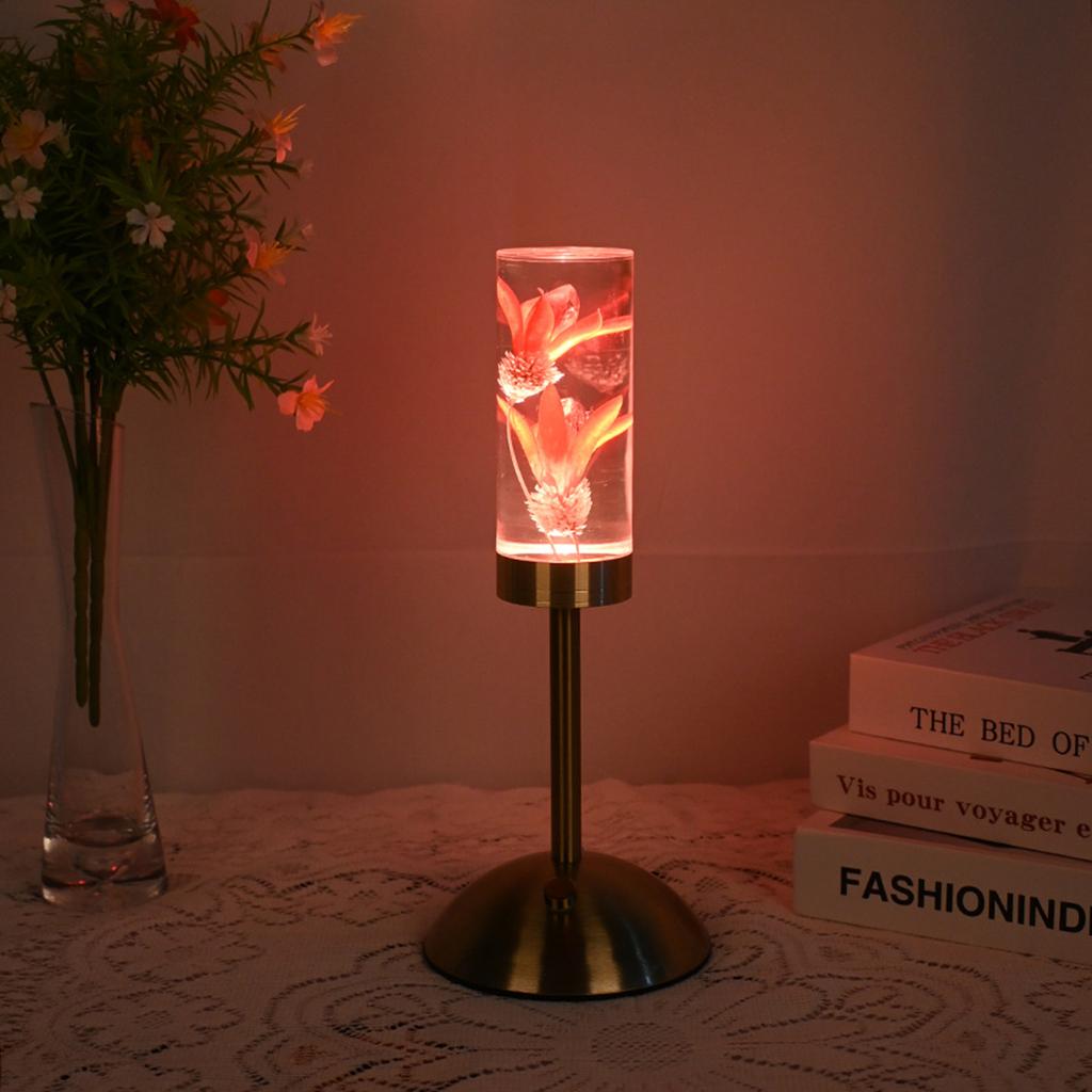 Aeon Flower Acrylic Table Lamp Bedroom Bedside Lamp Ambience Decorative Ornament Touch Switch + USB