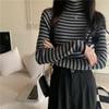 Striped High-Neck Women's Sweater - Autumn/Winter 2025 Slim-Fit Knitted Top, Gentle Style
