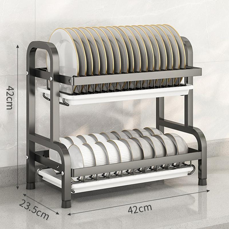 Dish Drying Rack Compact Kitchen Dish Rack Drainboard Set Large Rust-Proof Dish Drainer  Holder