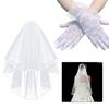 Elegant Bridal Veil Gloves Flower Brimmed Unique Outfits Lace Gloves for Flapper Bride Wedding Dancing Accessories