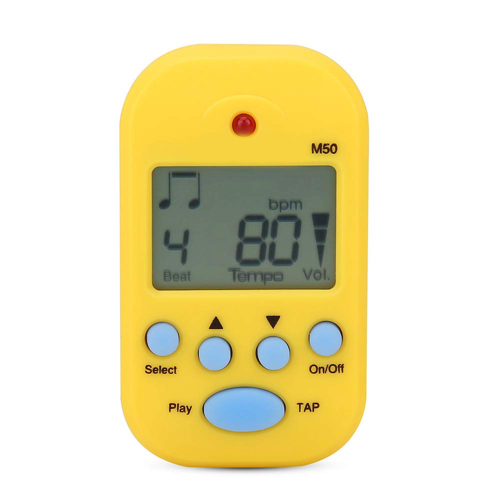 Generic Digital Mini Beat Tap Metronome Clip for Musicians  Professional Tempo M50 Metronome for Music Practice  Plastic, BlackWhiteBlueYellowRed,