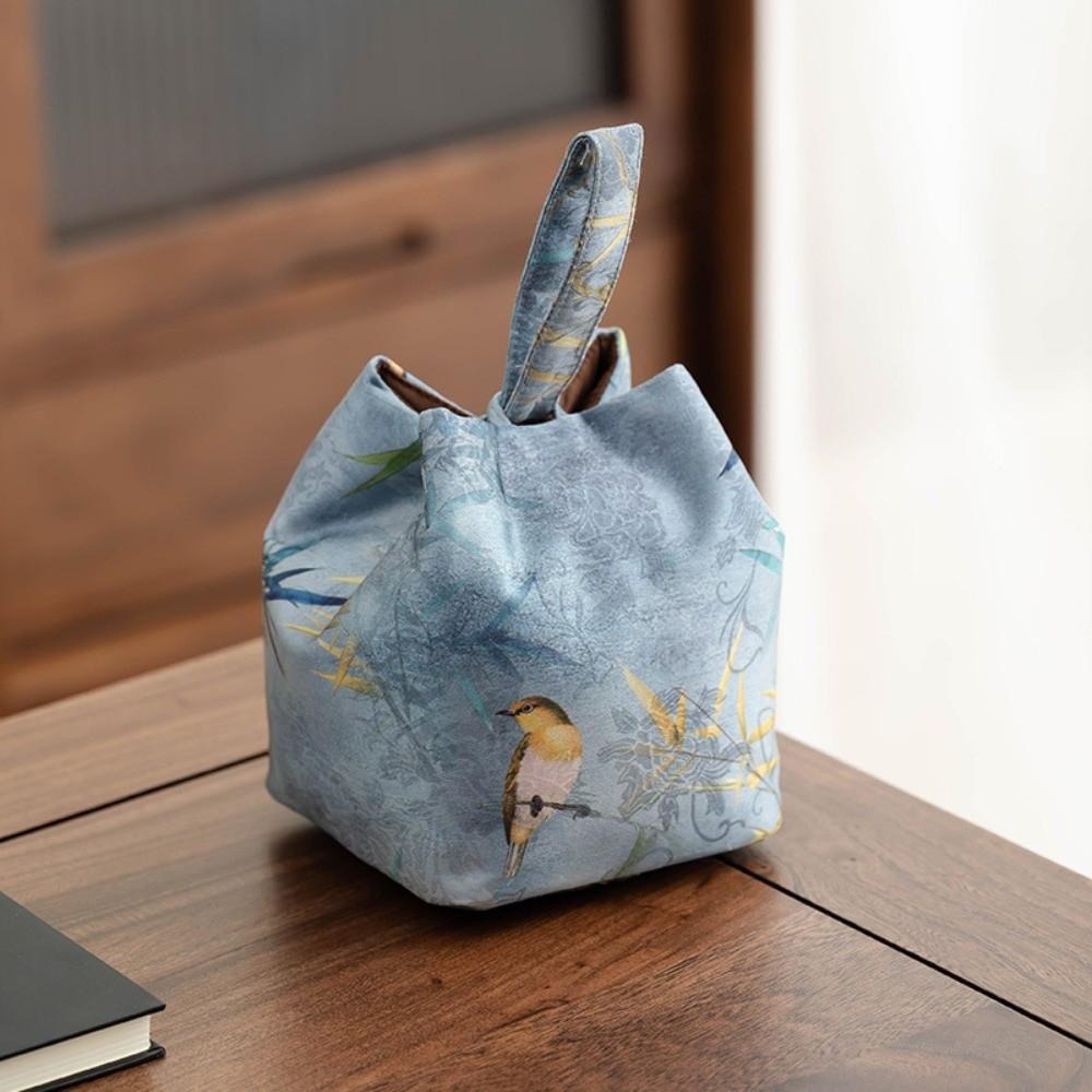 Print Teaware Storage Bag Chinese Style Embroidered Handbag Simple Small Item Pouch Festival