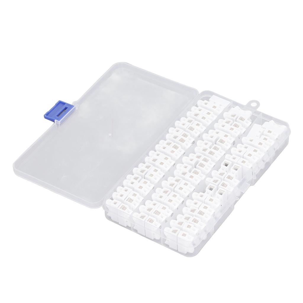 55 Pcs Push Quick Wire Connector 2 Pin Push in Spring Clamp Terminal Flame Retardant Wiring Connector 250V 2A