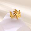 Cute Starfish Open Ring for Women Stainless Steel Gold Color Finger Ring 2025 New Fashion Trend Summer Beach Couple Zircon Gift