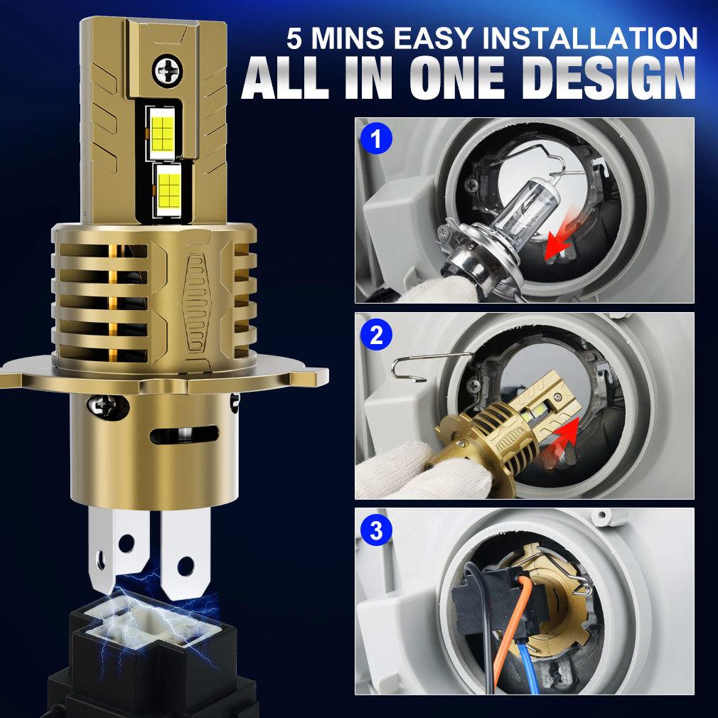 2Pcs 30000LM H4 LED Headlight Bulbs 9003 HB2 Led High Low Beam Motorcycle Headlamp Car Light 24pcs 3570 CSP Turbo Auto Moto Lamp 6500K 12V