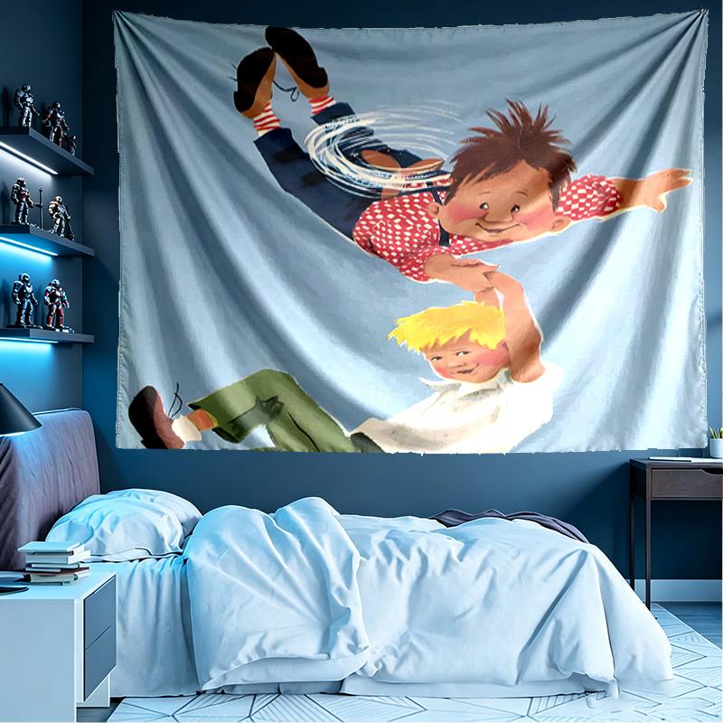 Arazzo con Stampa Karlsson sul Tetto, Leggero da Appendere a Parete, per Camera da Letto, Dormitorio, Soggiorno, Decorazione Artistica per la Casa, Regalo di Compleanno o Natale per Amici