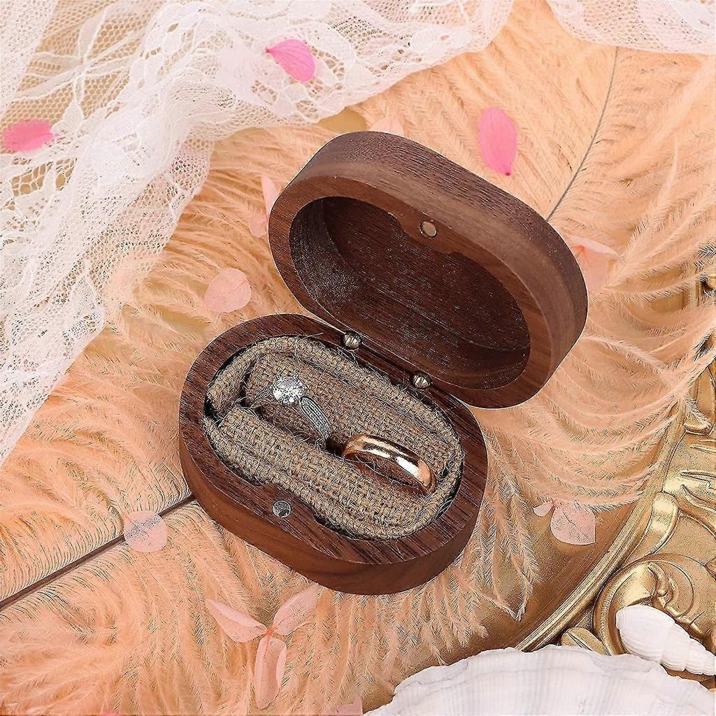 Mr & Mrs Walnut Wood Ring Box, Ring Box For Engagement Ring, Square Ring Box - DD