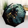 1pc Haunted House Moonlit Night Automatic Folding Umbrella, Lightweight Retractable Compact Travel Umbrella, 8-Rib Sturdy Frame103