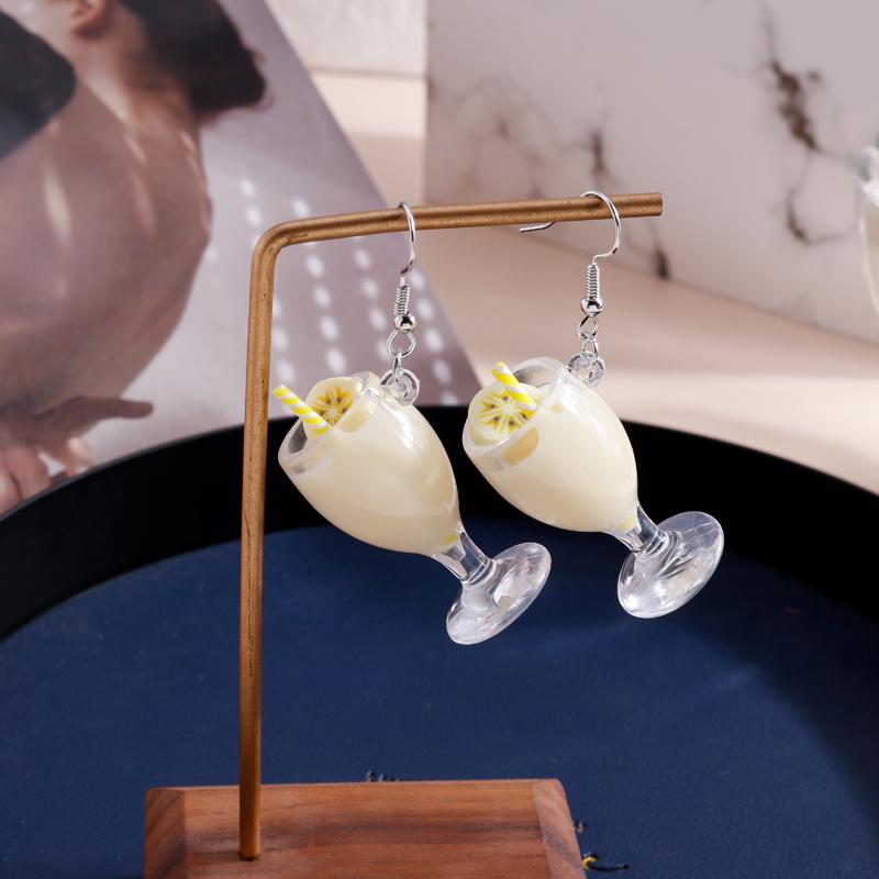 Fashion Resin 3D Drink Cup Drop Earrings for Women Girl Beer Milk Tea Ice Cream Dangle Earrings Jewelry Gift