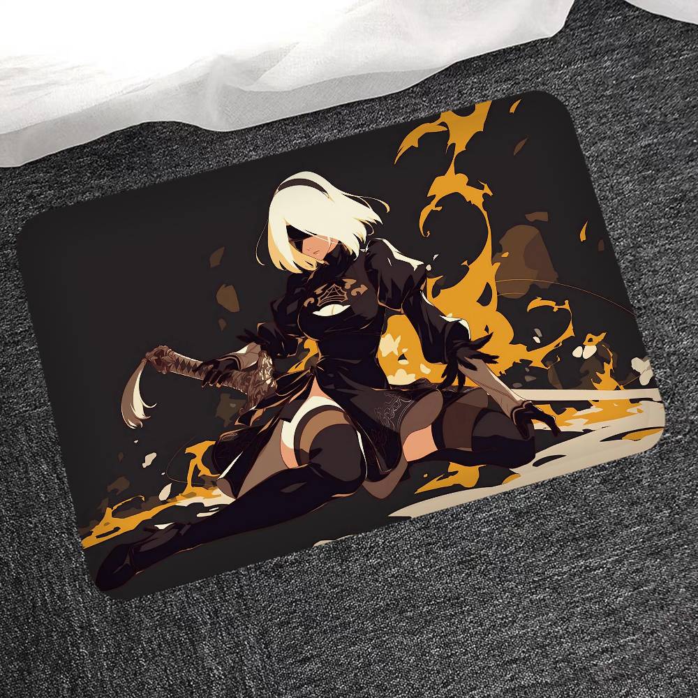 Hra NieR Automata Podložka na podlahu Obdélníková Protiskluzová Domácí Měkká Koupelnová rohožka Přední dveře Vnitřní Venkovní Rohožka Vítejte Rohožka ke dveřím