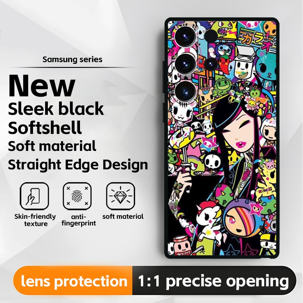 Japan Cute T-Tokidoki Phone Case For Samsung Galaxy S25 S24 S23 S22 S21 S20 Plus Ultra Note20 Soft Black
