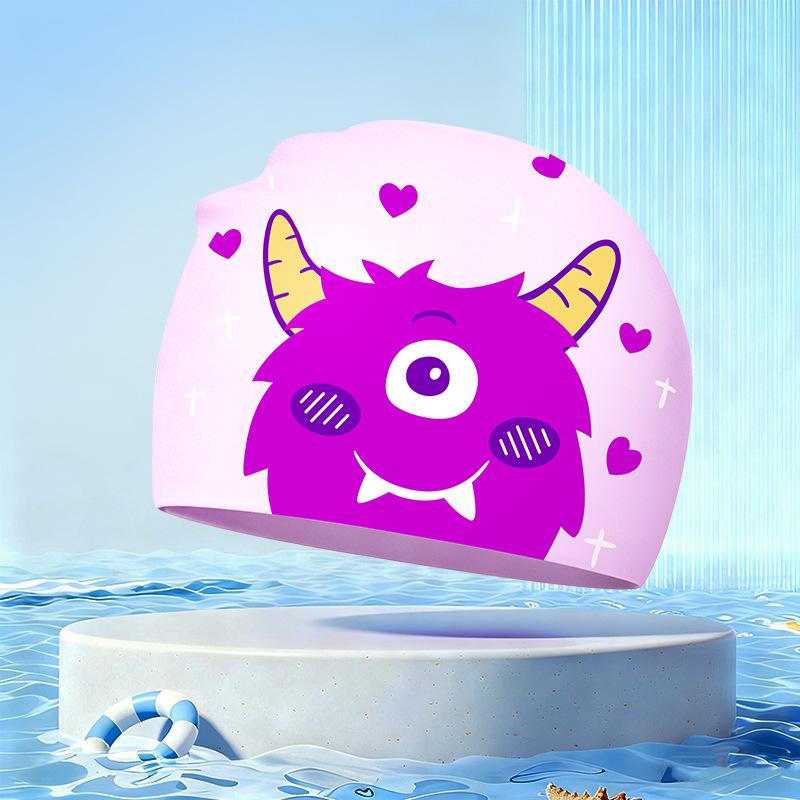New Children's Cartoon Swimming Cap Cute Dolphin Waterproof Ear Protection Swimming Caps Kids Hot Spring Swimming Equipment