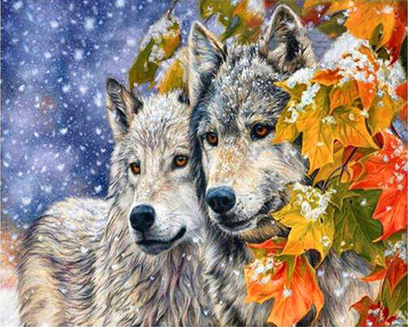 

5D DIY Алмазная картина Животное Волк Полный квадратный/круглый Алмазная вышивка Крестом Мозаика Подарок ручной работы Full Square 20X30CM светло-синий