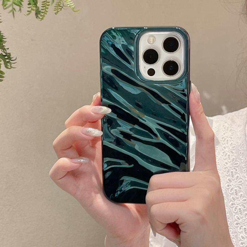 3D Electroplated Wrinkle Pattern Phone Case for iPhone 16 Pro Max, Compatible with Apple 15/14/13, Premium Feel