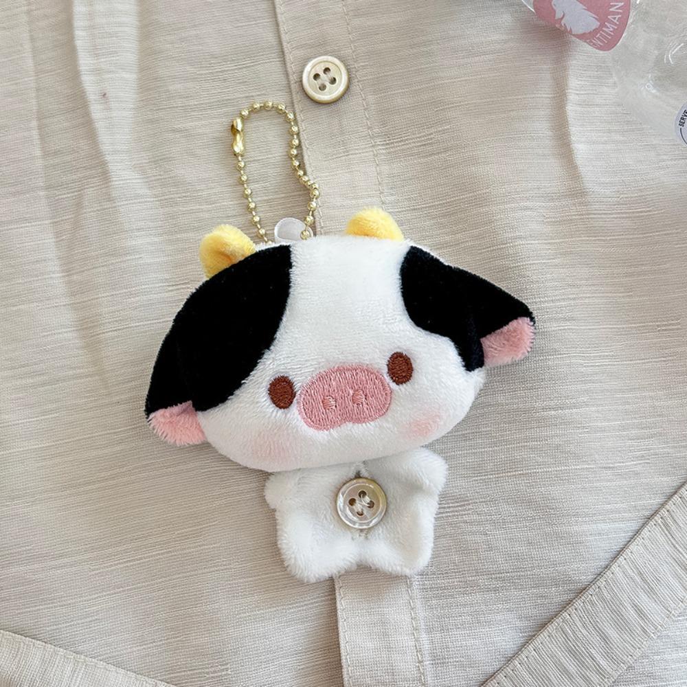 Cow Seal Plush Button Brooch Rabbit Kitten Doll Elephant Plush Doll Pendant 8CM Creative Plush Button Brooch Desktop Decoration