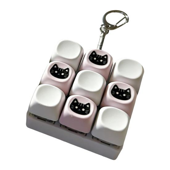 9-Key Black Cat Fidget Keyboard Stress Relief Keyboard Finger Clicker Keychain Office School Travel Decompression Button Sensory Toy
