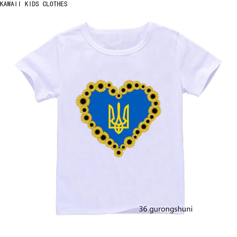 Trendy Frontline Girls Harajuku Funny Ukraine T Shirt Ukrainian Sunflower Art T-Shirt Kids Tshirt Little Boys Unisex Short Sleeve T-Shirt Cm
