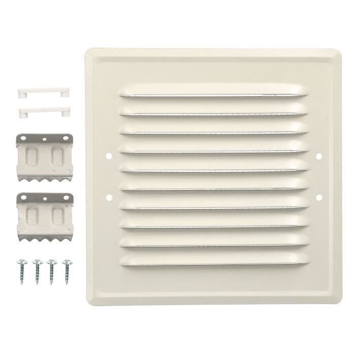 Grille D'aération - KOTARBAU - 165x165 Mm - Métal - Moustiquaire Blanche - Pose Murale