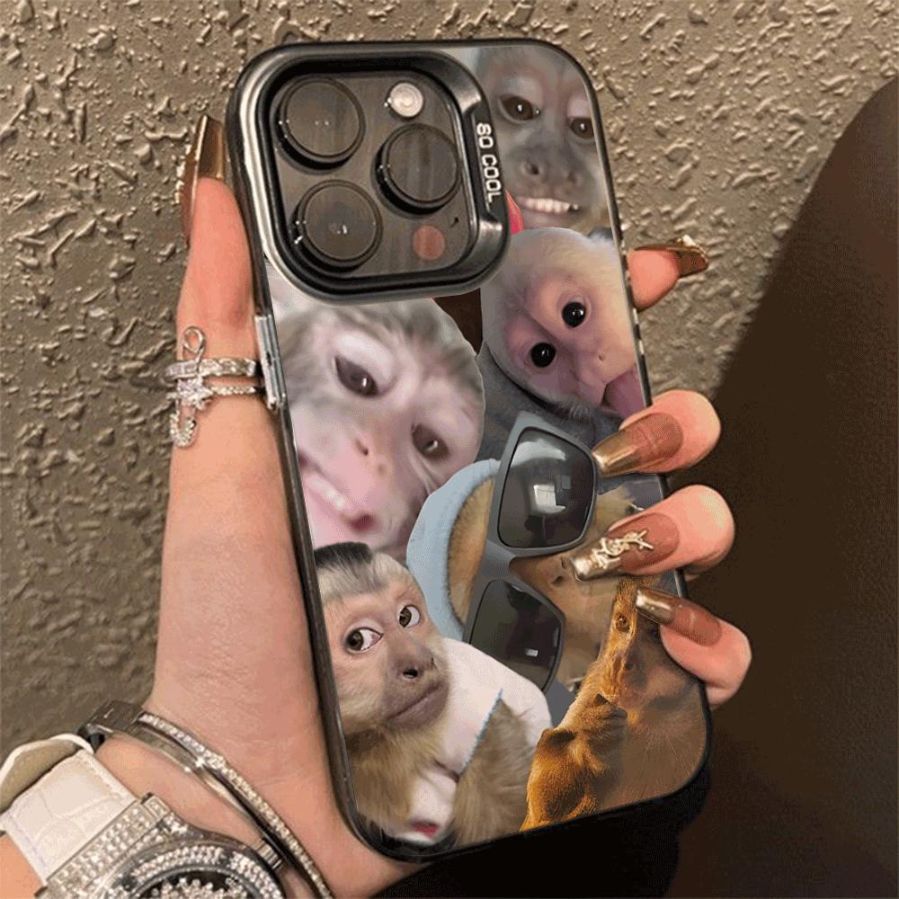 Funny Monkey Hard Phone Case For IPhone 14 15 11 12 13 16 Pro Max 7 8 14 15 Plus 12 13Mini X XS Shockproof Slim Trendy  Cover