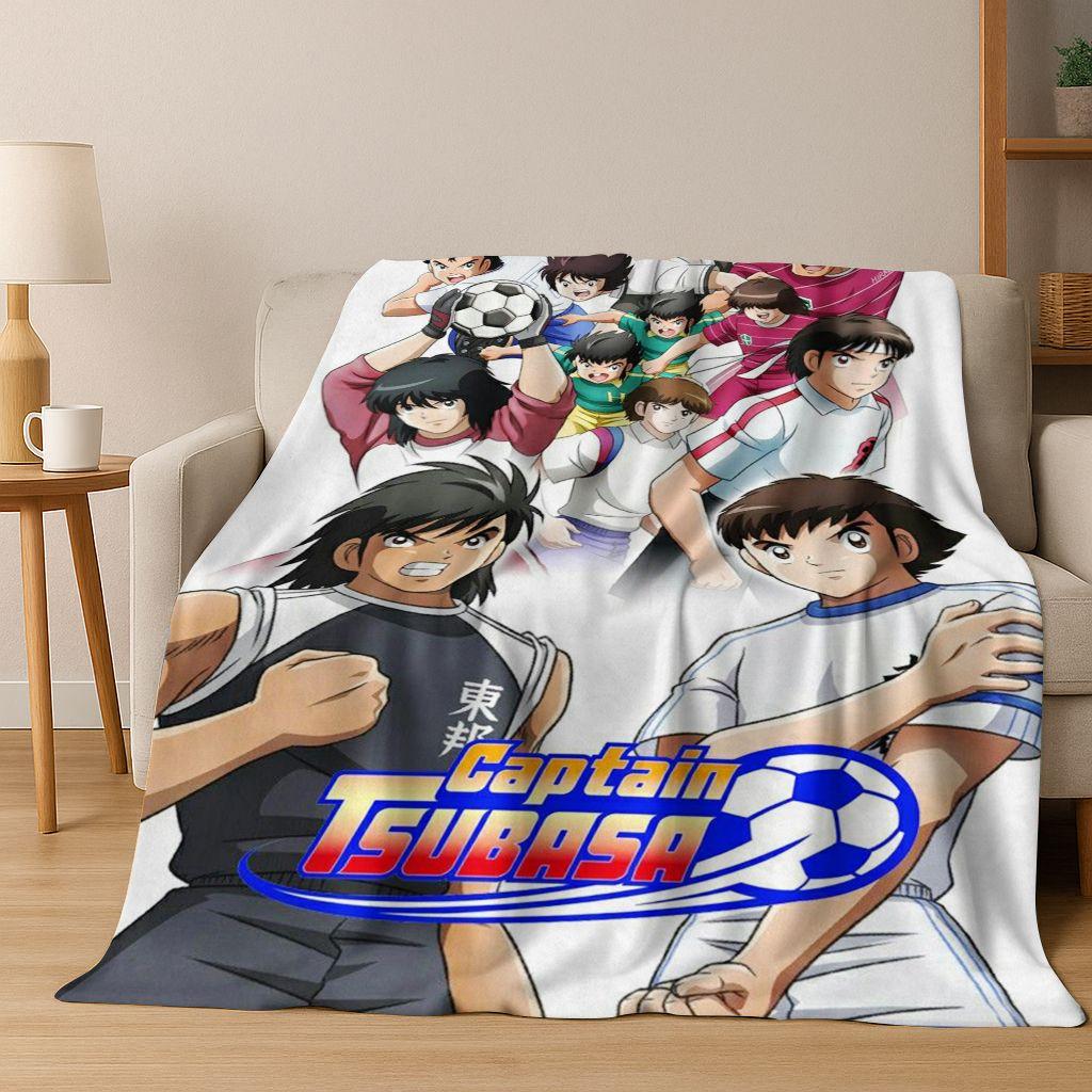 3D Cartoon Captain Ozora Tsubasa Football Anime Flannel Blanket,Warm and Cozy Soft Throw Blanket for Home Bedroom Bed Sofa Cover