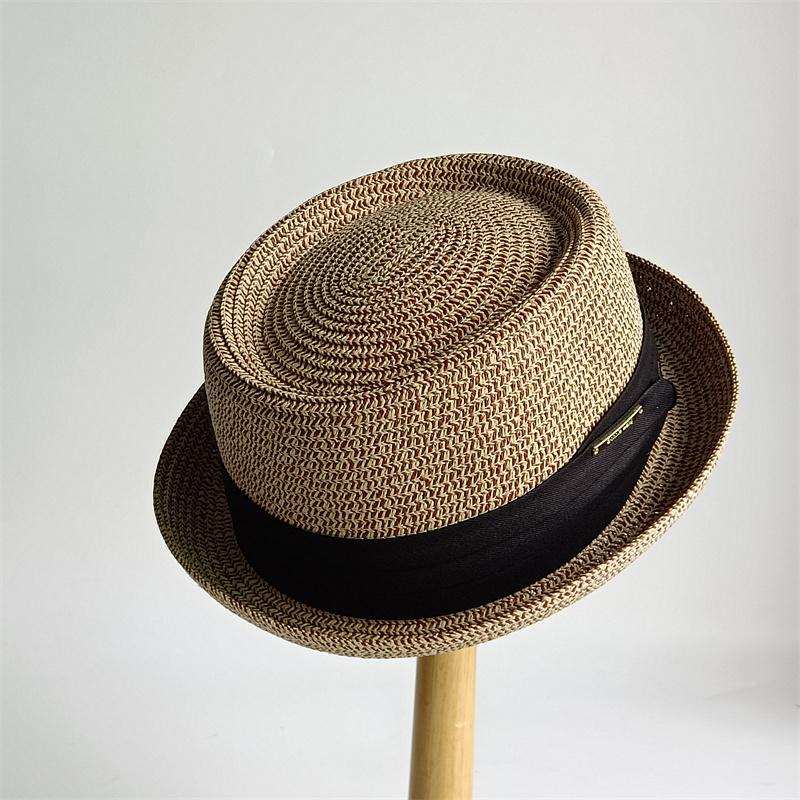 Men's Pork Pie Hat Vintage British Trilby Straw Hat Fedora Breathable Beach Sun Hat Handwoven Straw Panama Hat Cuban Travel Cap