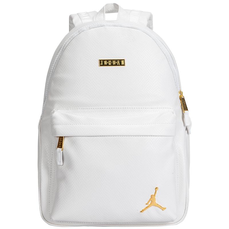 New Jordan PU Leather Patchwork Backpack Regular Unisex White Gold DO9259-100