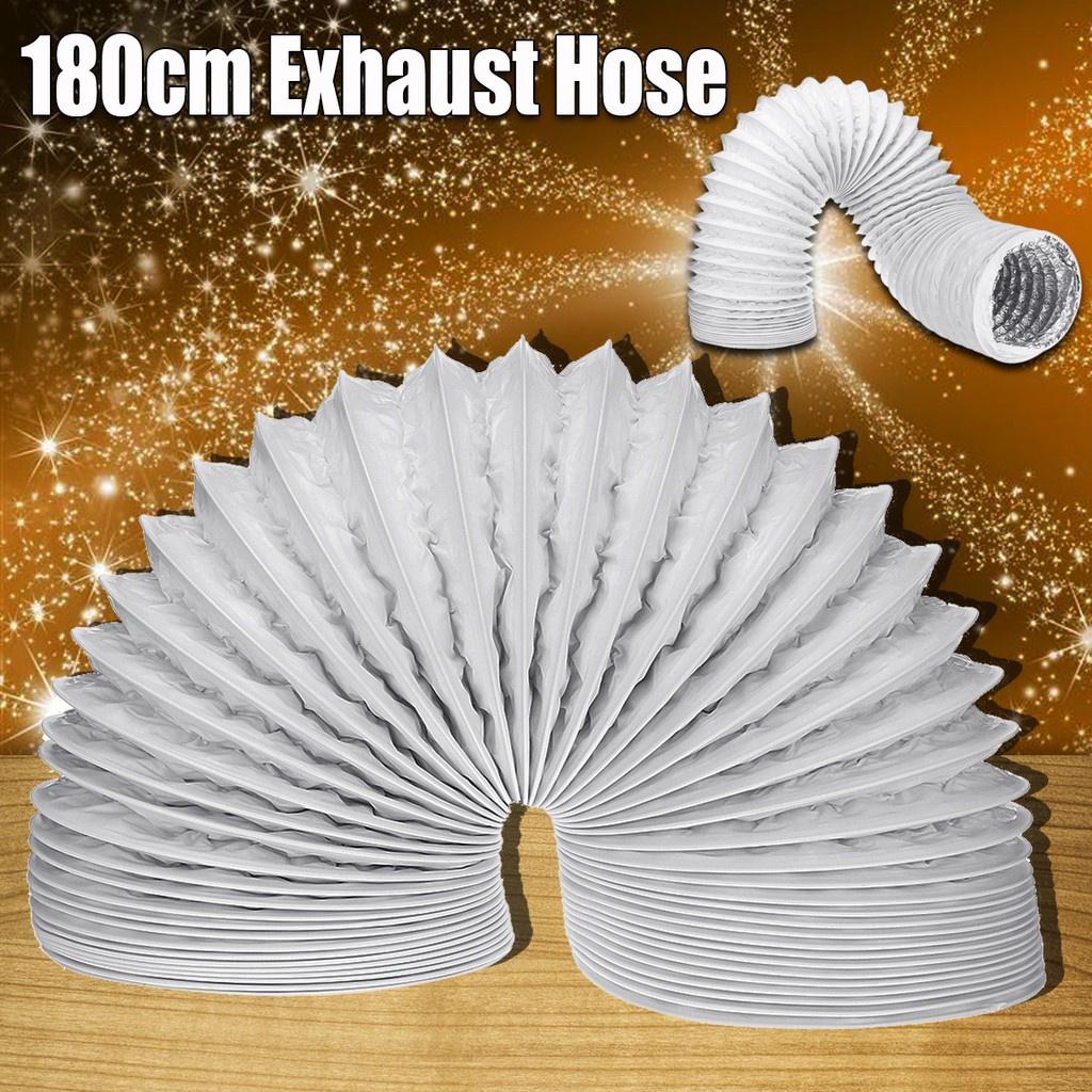 Universal Portable Air Conditioner Exhaust Hose Tube Window Pipe Interface Aluminum Foil 5.9"x71"  White+Silver