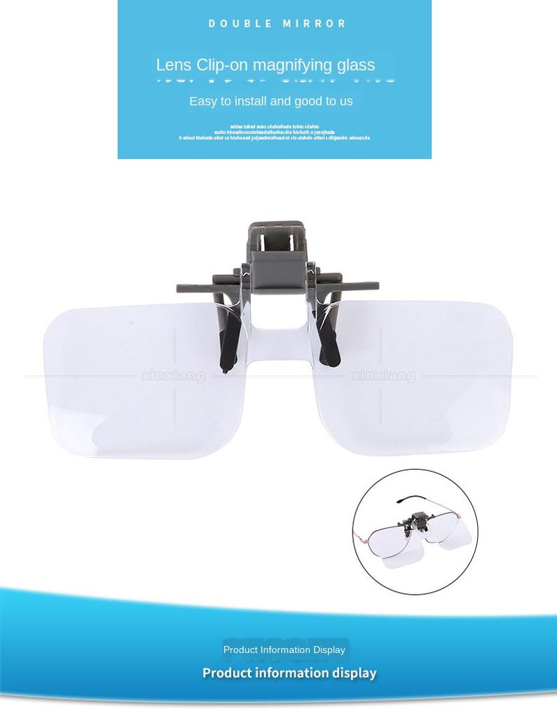 2x Vergrößerungsglas Lupenbrille mit Clip zum Aufstecken Aufklappbare Brille Vergrößerung Lupe, Aufsteck-Brillenlupe