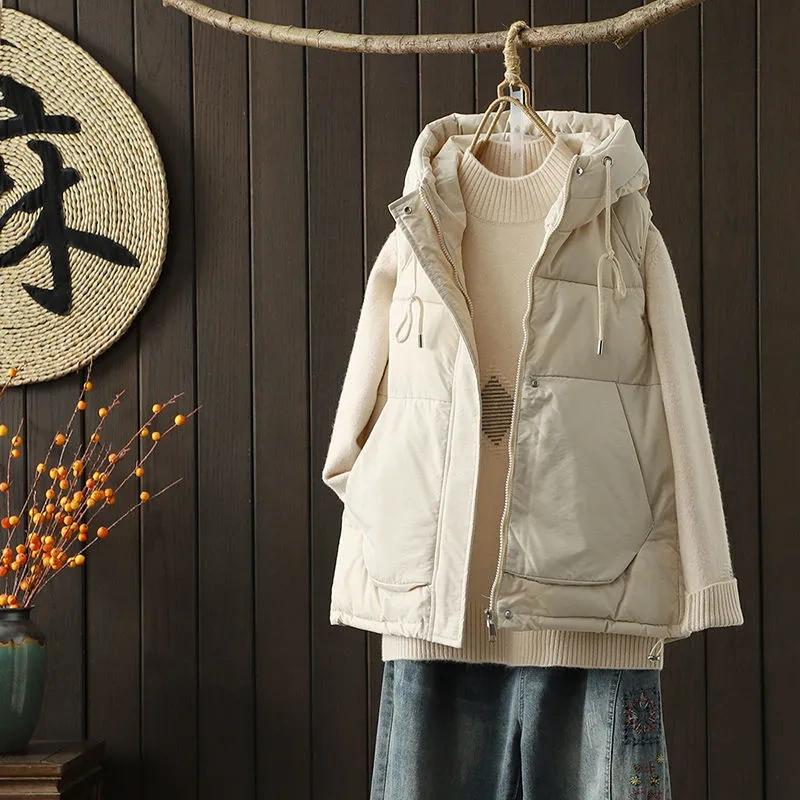 

Сестра Жилет с капюшоном Куртка На все случаи жизни Утепленный Теплый Пуховый Хлопковый Жилет Женский XXL абрикосовый